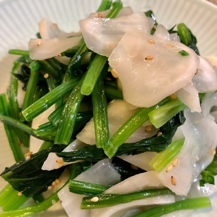 野菜たっぷり♫かぶとほうれん草のナムル風サラダ
